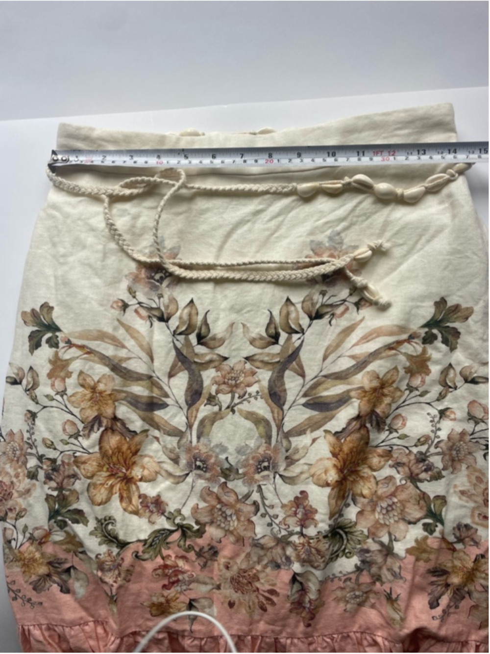House of Harlow Floral Midi Skirt Small Cottagecore Boho Romantic Linen Blend - Picture 7 of 9